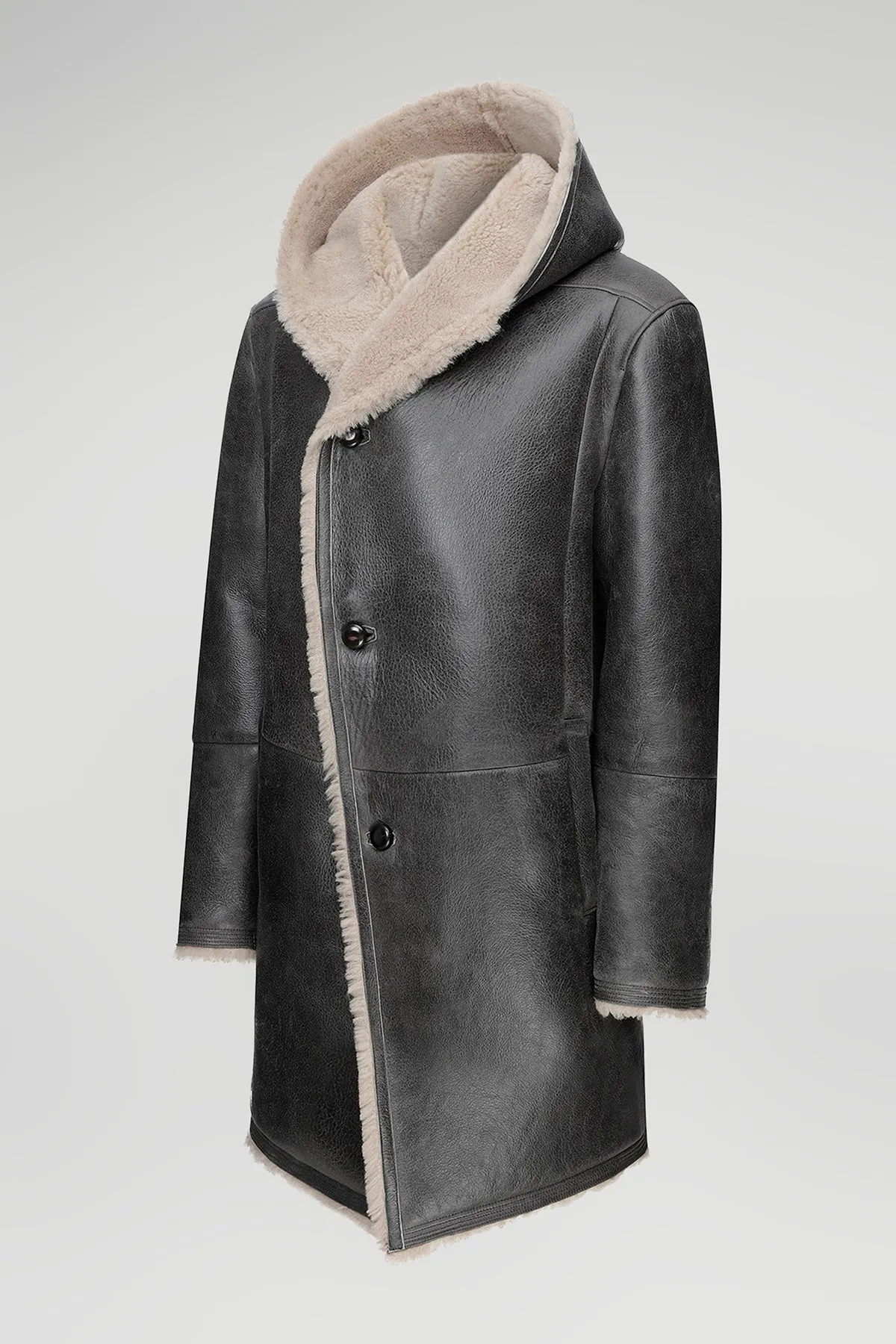Aiden - Anthracite Shearling Coat