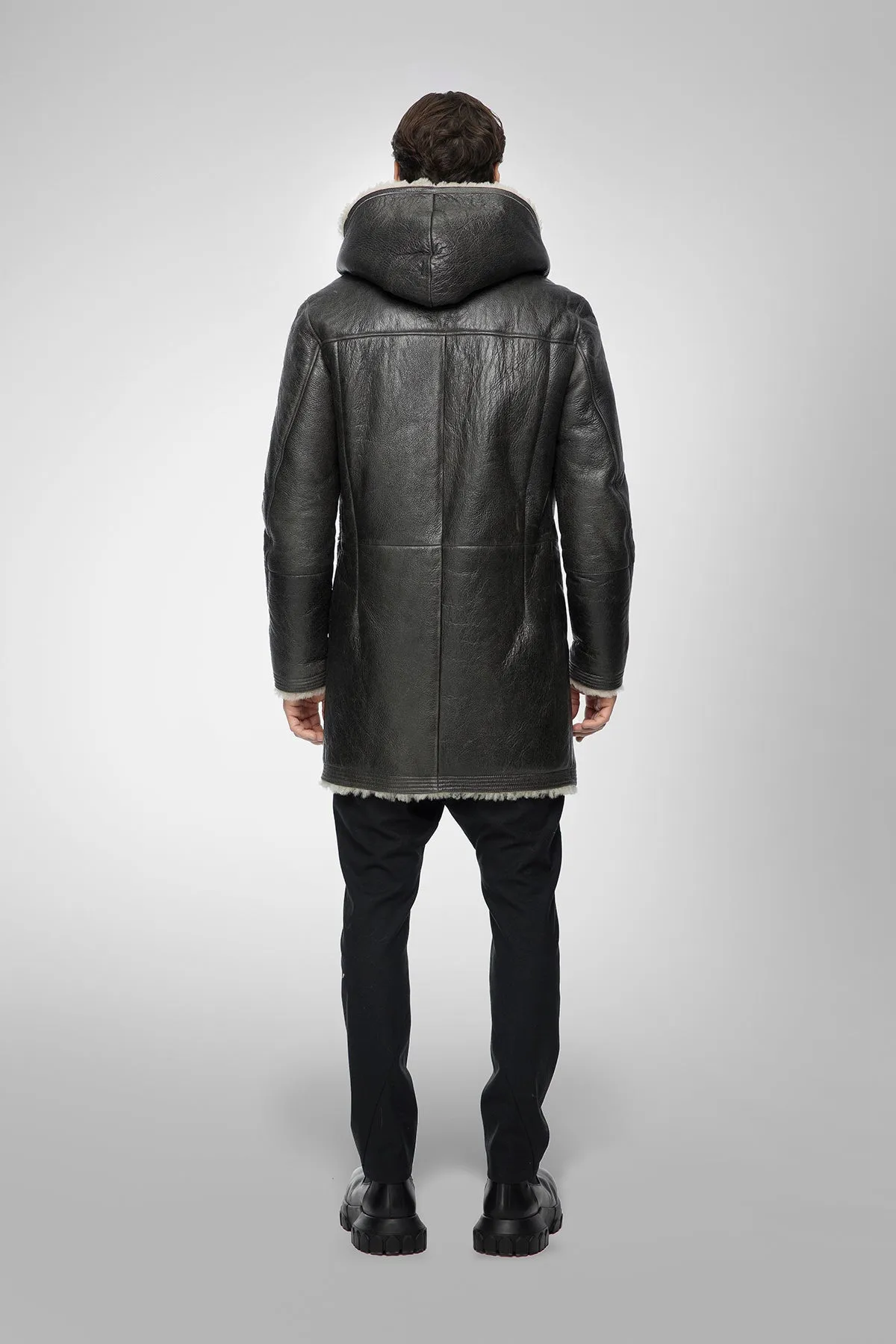 Aiden - Anthracite Shearling Coat