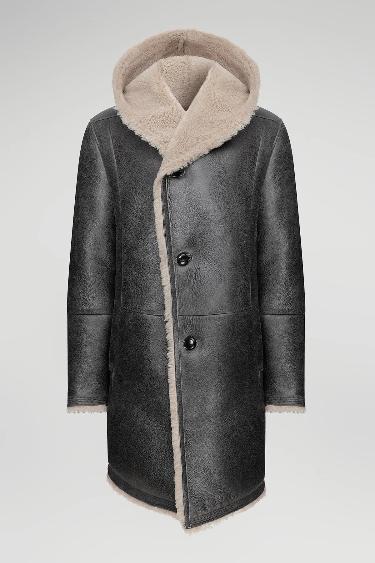 Aiden - Anthracite Shearling Coat