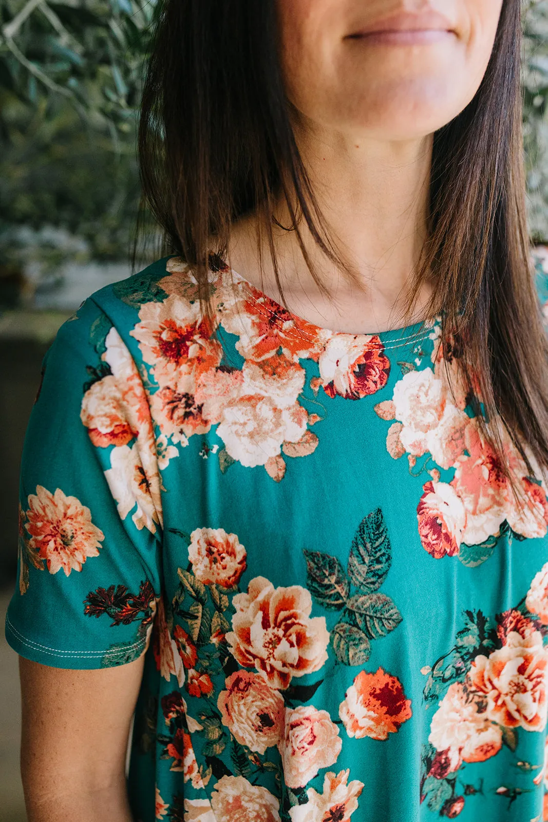 April Dress Bright Teal Floral