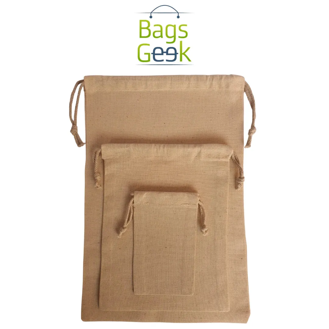 Beige Colored Drawstring Bags