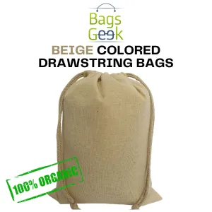 Beige Colored Drawstring Bags