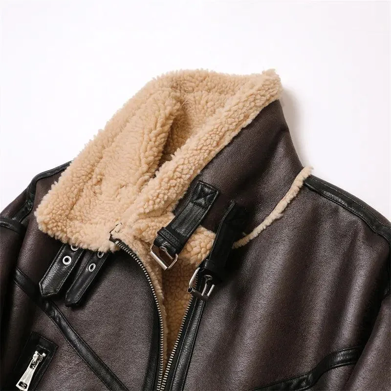 Belted Beauty Women's Thick Warm Shearling Jacket