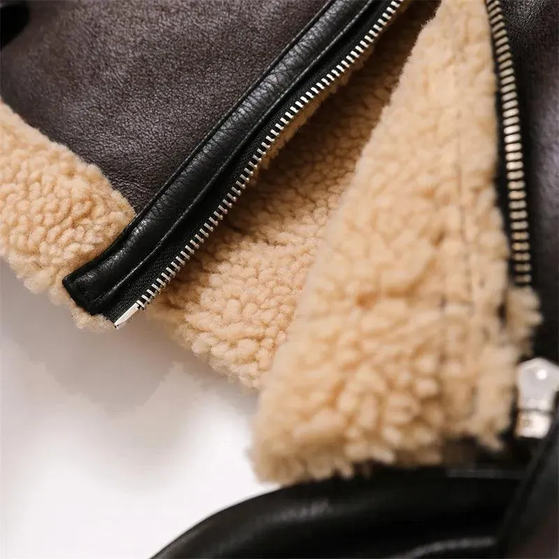 Belted Beauty Women's Thick Warm Shearling Jacket
