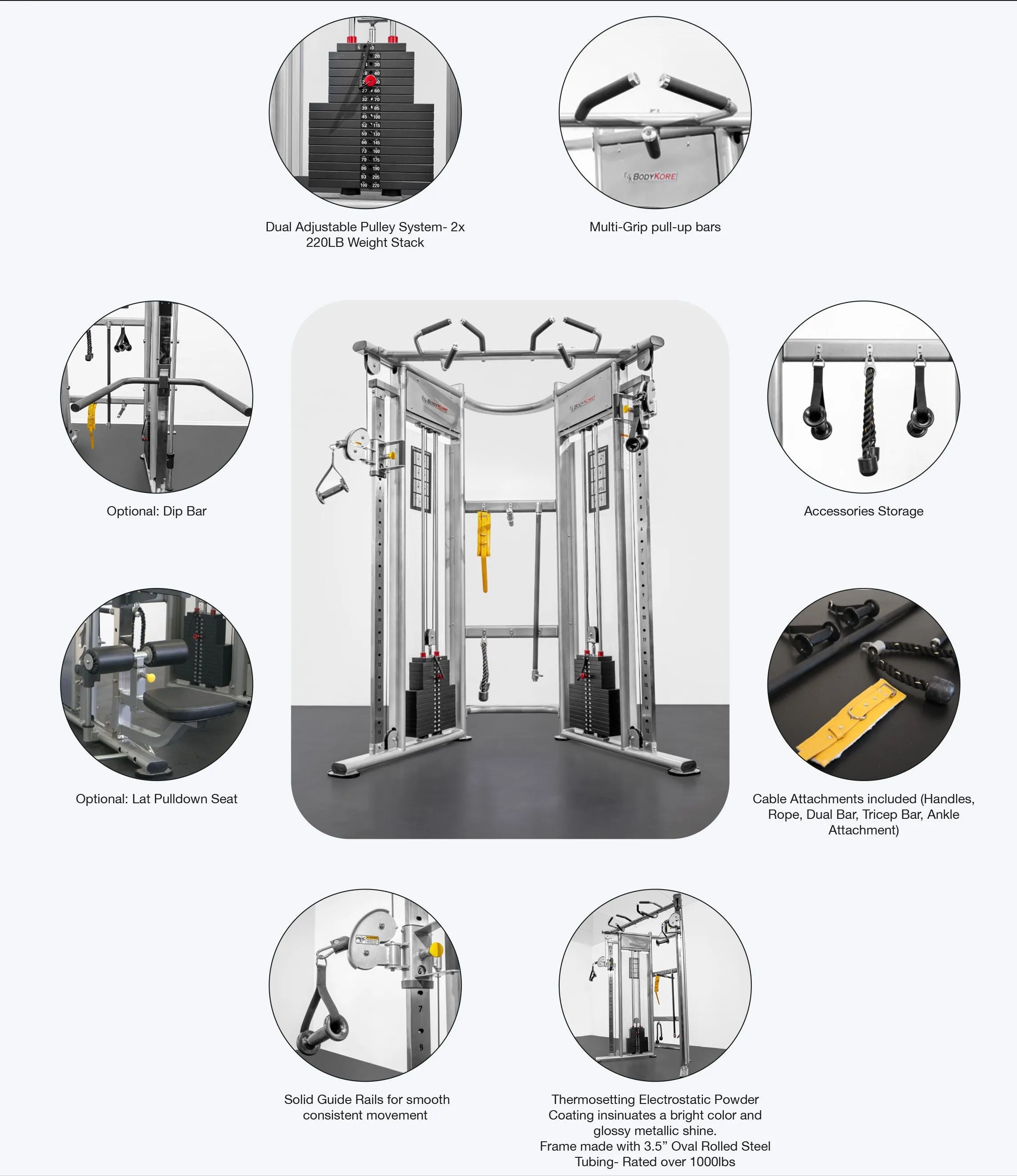 BodyKore Dual Adjustable Pulley System- Functional Trainer- MX1161
