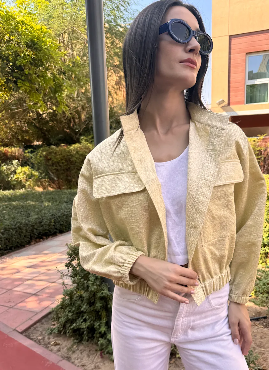 BOMBER Metallic Jacket Yellow
