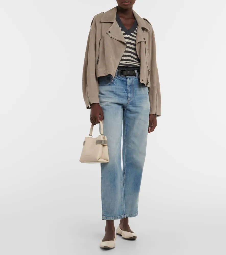 Brunello Cucinelli Cropped suede jacket