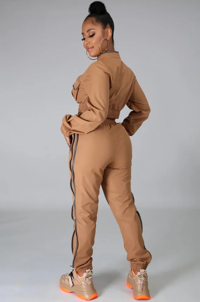 Carson Two Piece Jogging Set -Camel