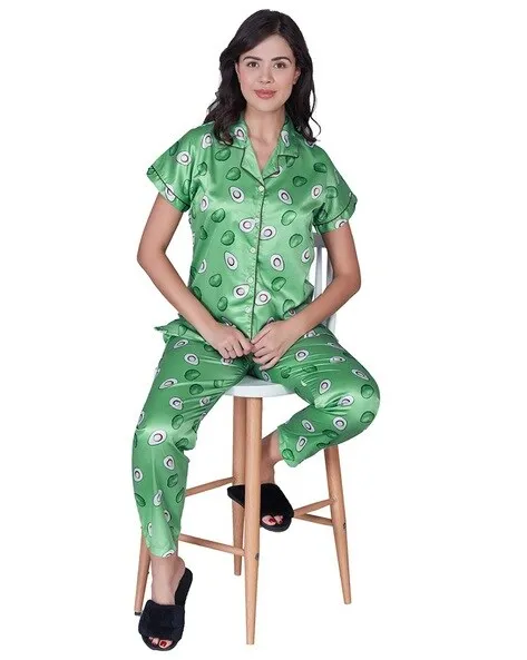 COMBO OF 2 Night Wear Satin Bottle Green Sea-Green Color suits