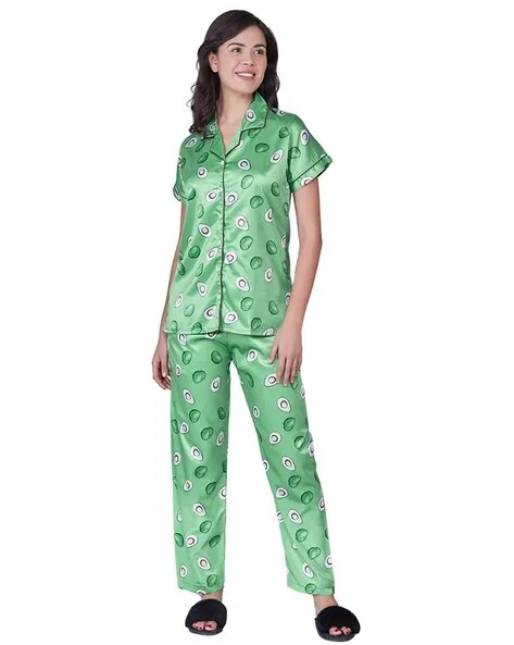 COMBO OF 2 Night Wear Satin Bottle Green Sea-Green Color suits