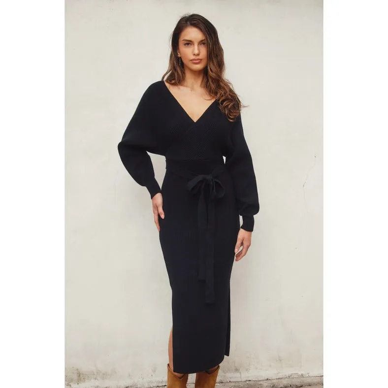 Easy To Love Knitted Midi Dress BLACK