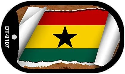 Ghana Flag Scroll Metal Novelty Dog Tag Necklace DT-9107