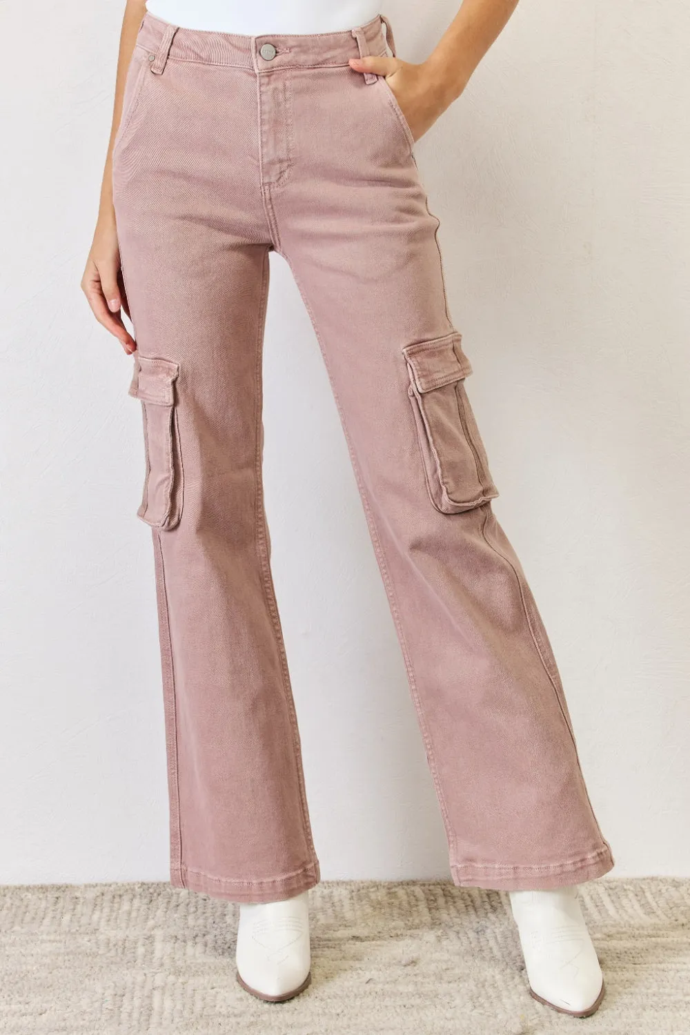 High-Rise Wide-Leg Cargo Pants with Functional Pockets