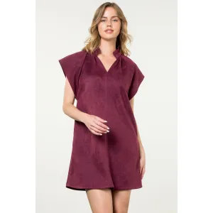 Leona Short Sleeve Suede Midi THML Dress