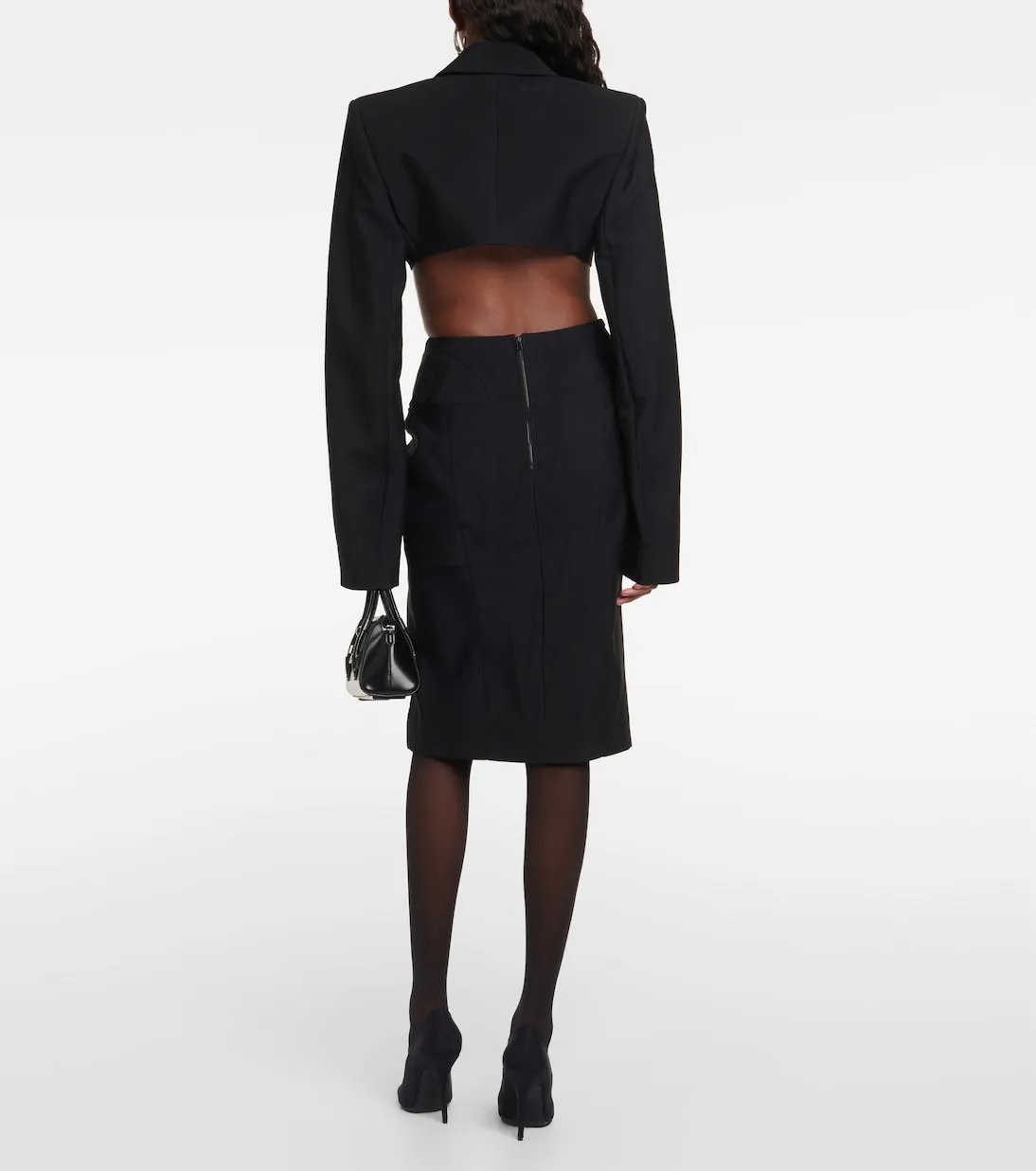 Mugler cropped jacket, black