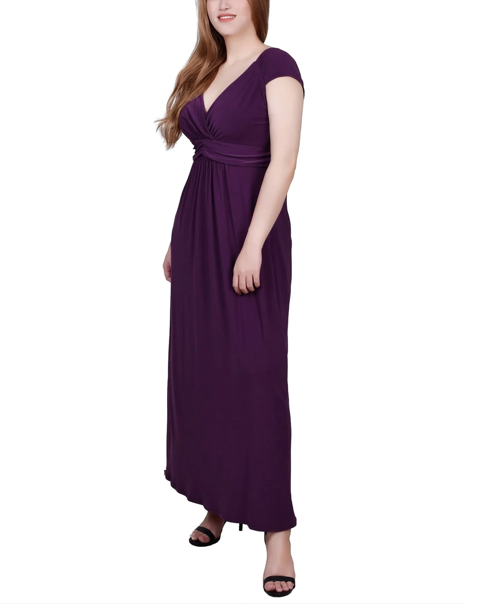 Petite Ruched Empire-Waist Maxi Dress