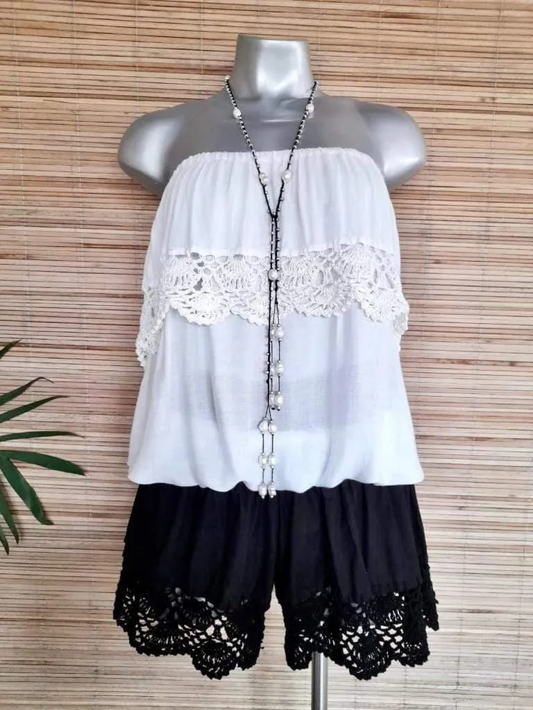 SHORT CROCHET Long Length, White and Black