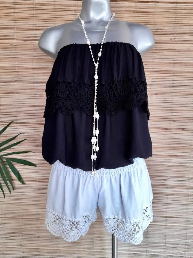 SHORT CROCHET Long Length, White and Black