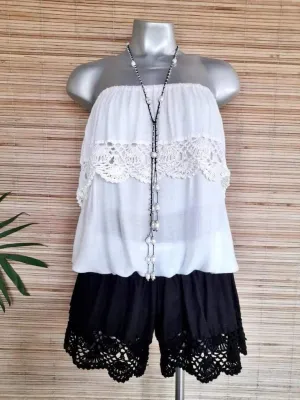 SHORT CROCHET Long Length, White and Black
