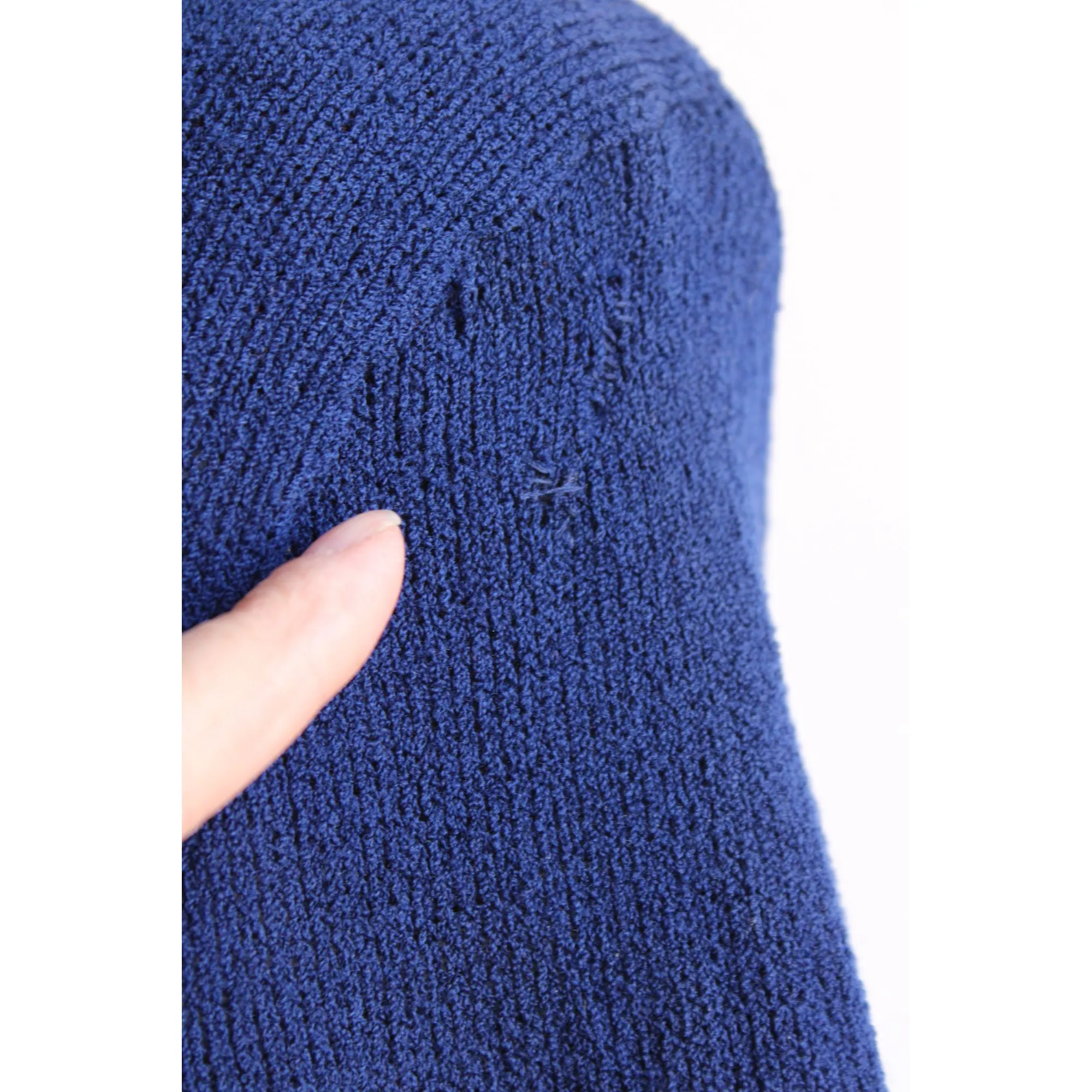 Vintage 1940s Navy Blue Sweater Dress with Shoulder Pads